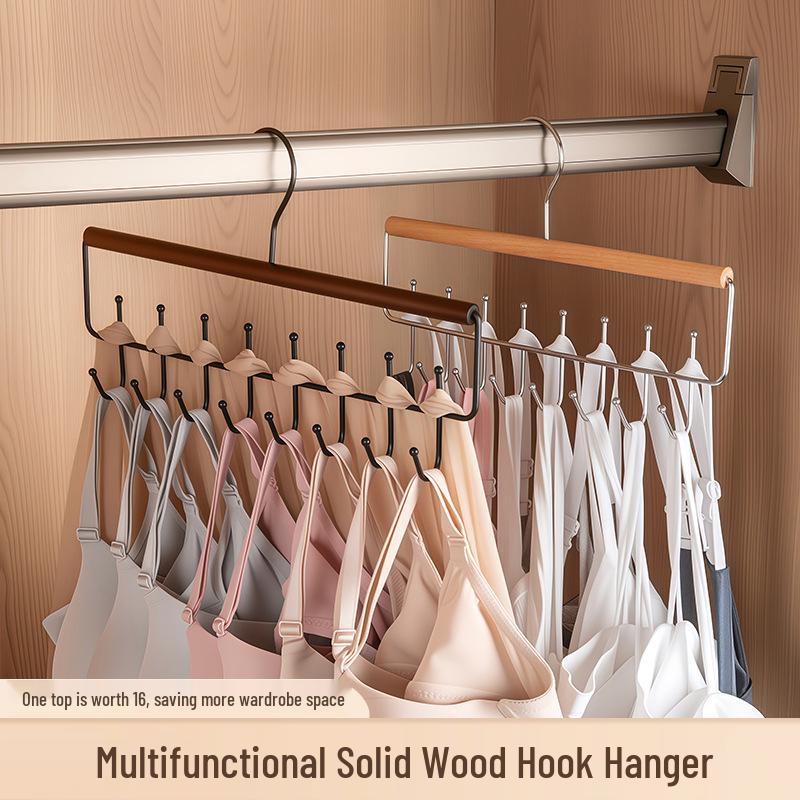 Solid Wood Multifunctional Suspender and Vest Hanger for Wardrobe or Dormitory