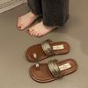 Niche Design Set Toe Cool Slippers Women's Summer Wear 2025 New with Skirt Seaside Flat Roman Sandals