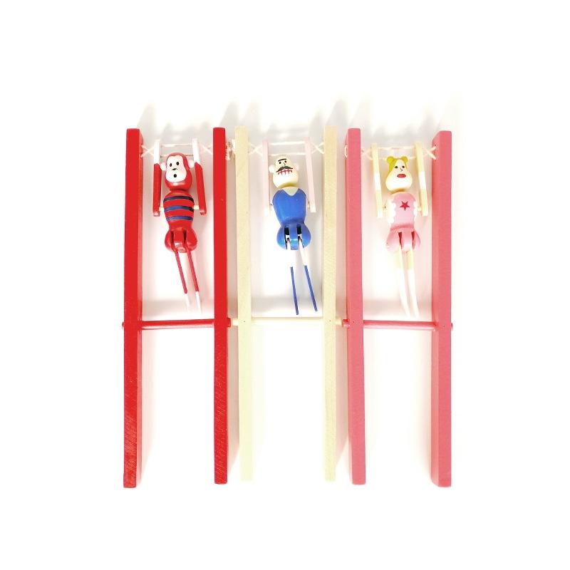 1Pcs Wooden Acrobatic Monkey On Bars Pull String Action Toy Creative Stress Relief Fidget Toys Fun Gifts For Kids Birthday