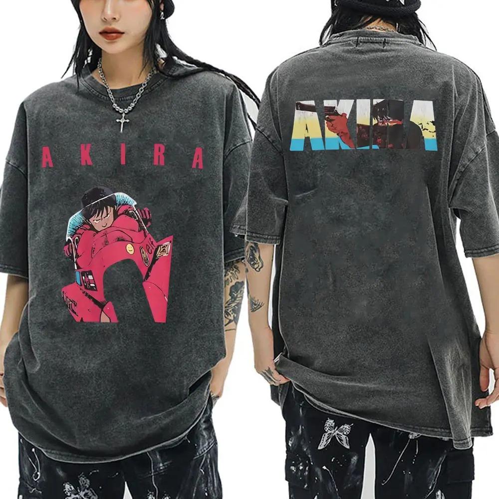 

Japan Classic Science Fiction Anime Akira Peripherals Vintage Washed TShirt Graphic Print Short Sleeve Cotton Loose Casual Tee S