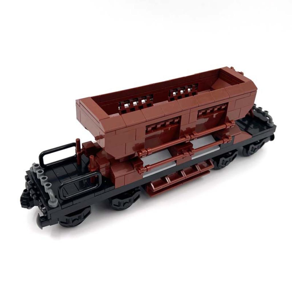 Creative Small Building Blocks German Freight Train Carriages Set - Stone/Coal/Low-bed Cars DIY Toy