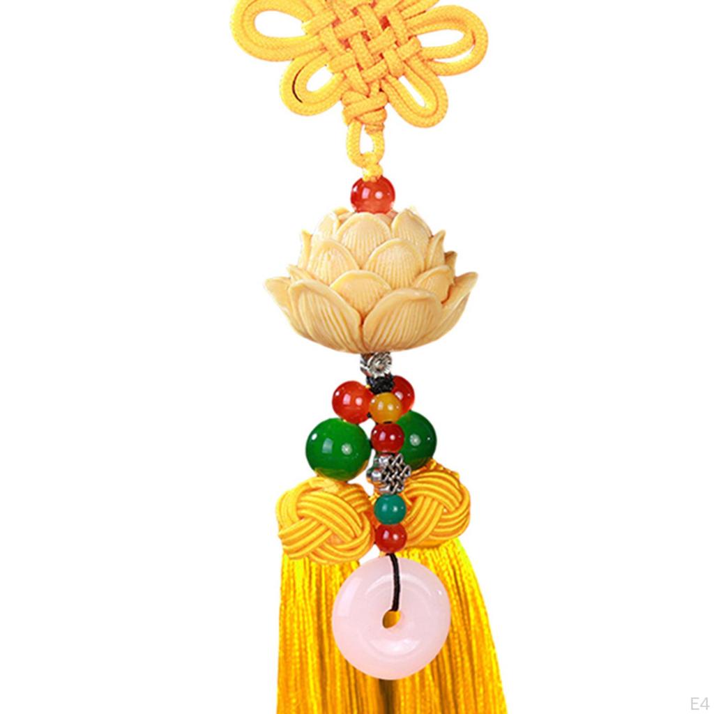 Car Pendant Mirror Pendant,Lotus Shape,Gift Decorative Resin Tassel Hanging Decoration Cars