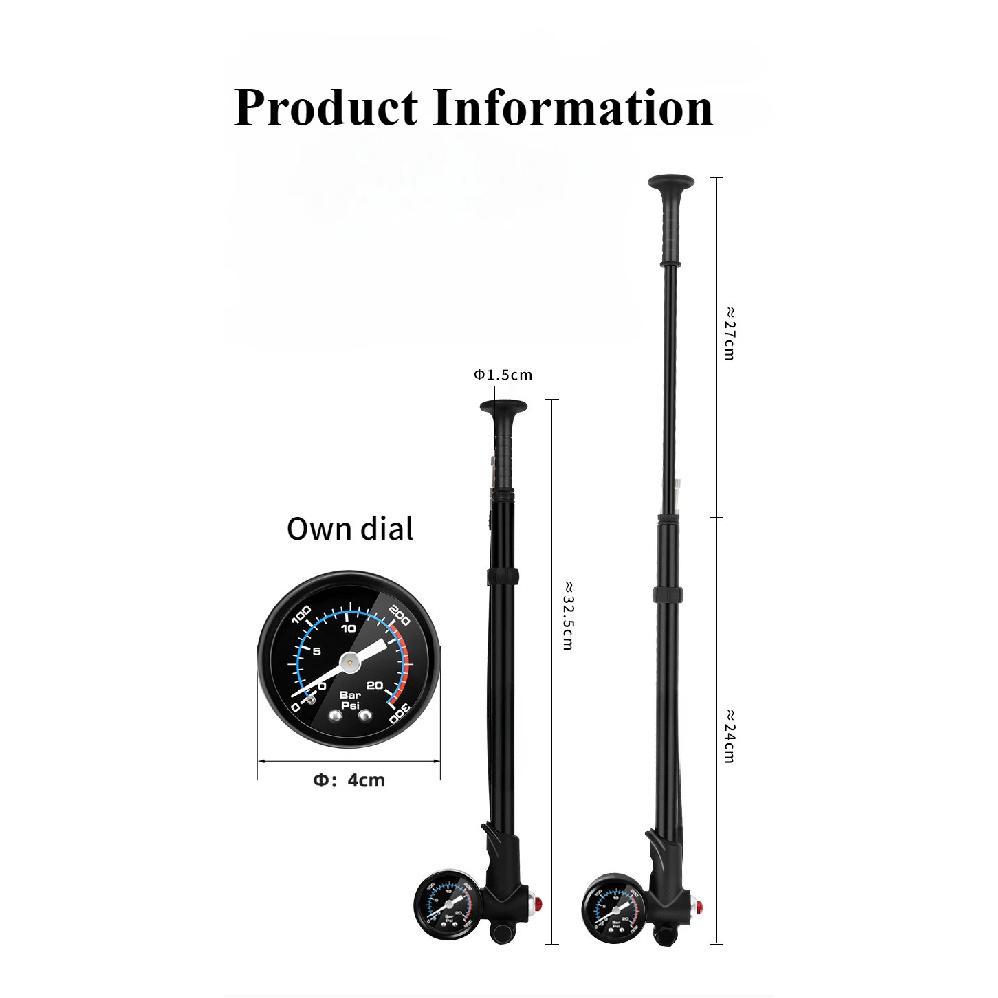 Light Pressure Cylinder Aluminum Alloy Front Fork Pump Rear Shocked Absorber Road Bicycle Inflatable 300PSI Bike Accessories