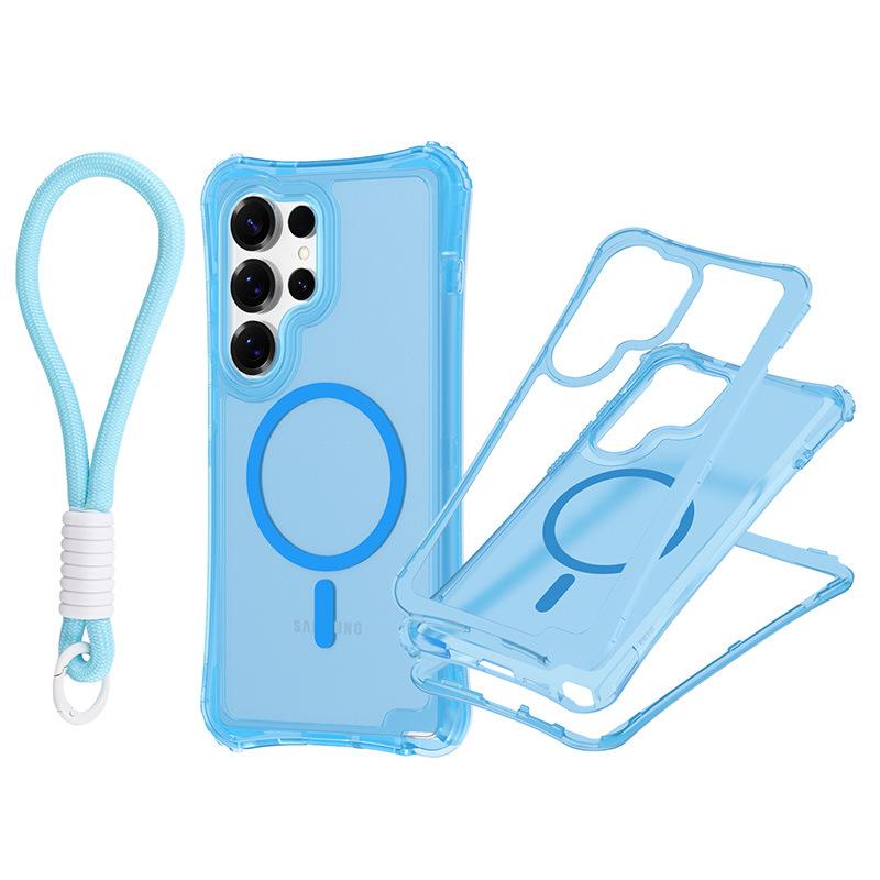 For Samsung S25 ULTRA Magnetic Skin-feeling Three-in-one Mobile Phone Case with Strap