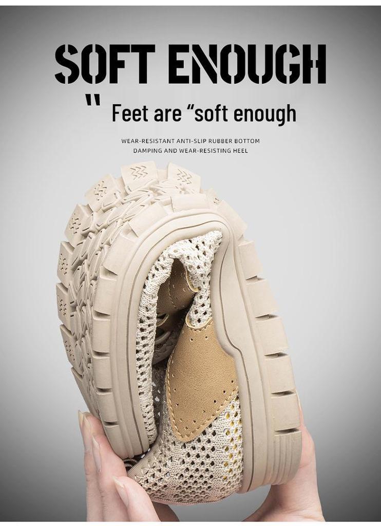 2026 Men's Breathable Lace-up Flyknit Sports Shoes, Lightweight and Hollow Mesh, Large Size Available
