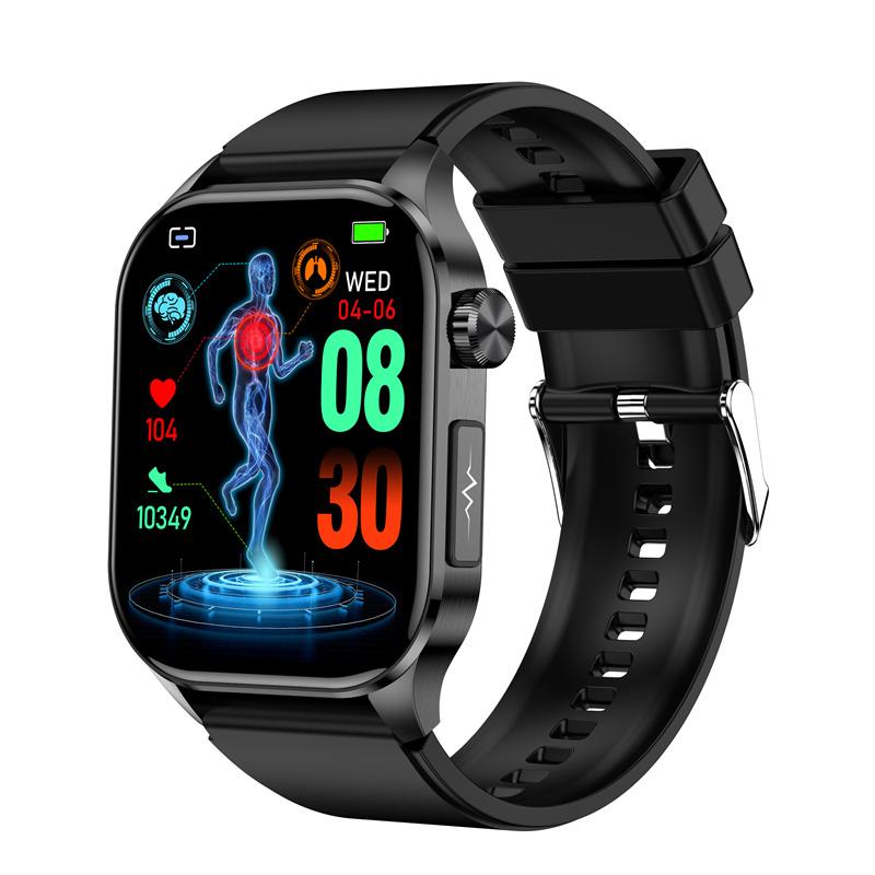 ET580 Pánské chytré hodinky 2,04palcový AMOLED Velký displej Bluetooth hovor SOS EKG Tlak Kyslík Monitor zdraví Chytré hodinky