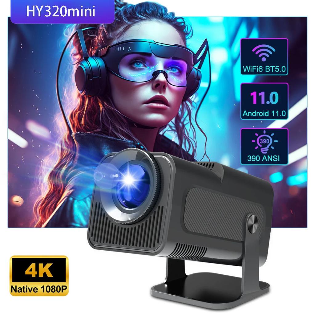4K Native 1080P Android 11 Projector 390ANSI HY320 Dual Wifi6 BT5.0 Cinema Outdoor Portable Projetor Upgrated