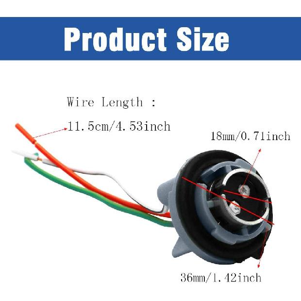 YSY 2PCS BAY15D 1157 2057 2357 7528 Metal Socket/Connector/Base w/Pigtail Wiring Harness Compatible with Turn Signal, Brake/Tail Lights or LED Bulbs
