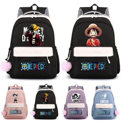 Anime One Piece Classic Kawaii Backpack Sweet Soft Backpack Printed Boy Girl Schoolbag Daily Bookbag for Men Women Travel Leisure Bag Rucksack Mochila