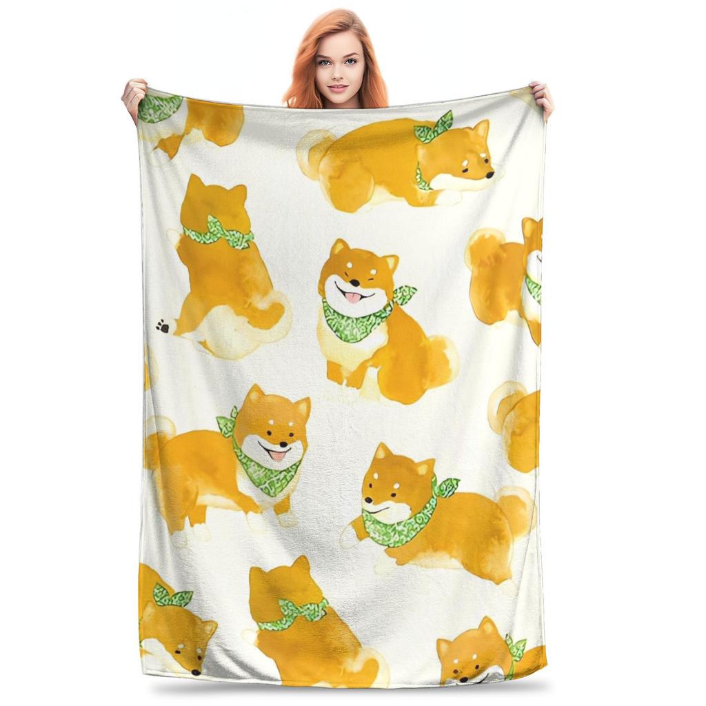 Shiba Inu Lieblich Hundedecke Camping Flanelldecke für Wohnzimmer Superweich Kundenspezifische Qualität Tagesdecke Geschenk