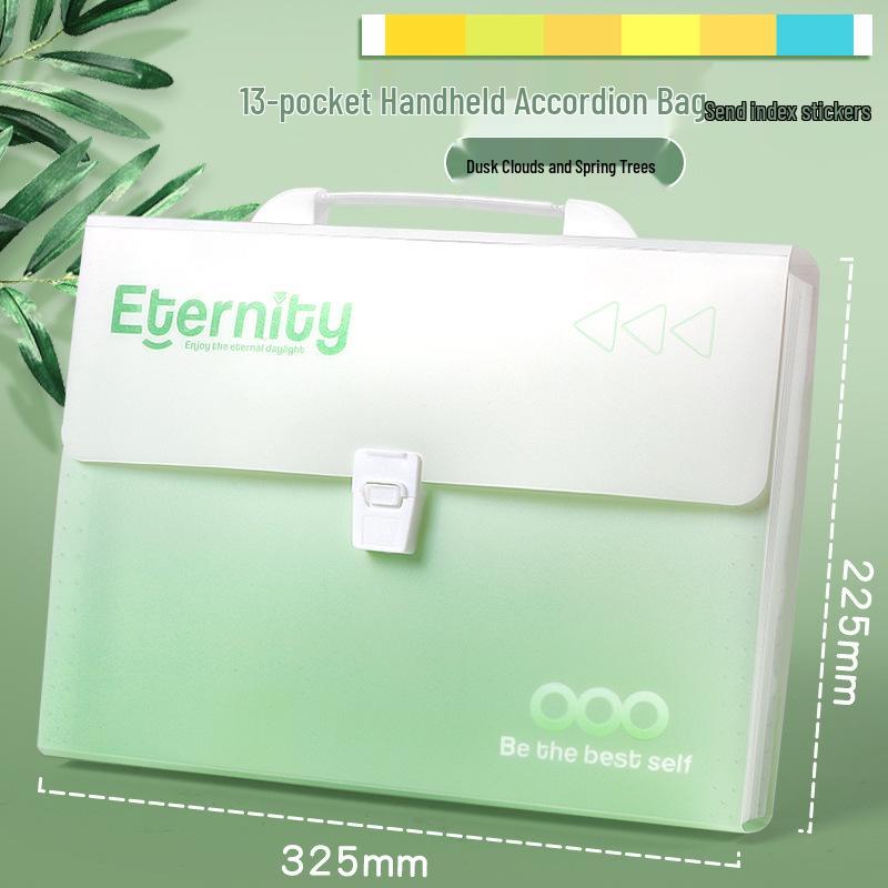 

13-Layer Accordion Student Bag, Document Holder with Handle, Large Capacity File Folder, Subject Classification.