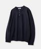Dibellobeu Daily Henley Neck Round Knit_ Navy