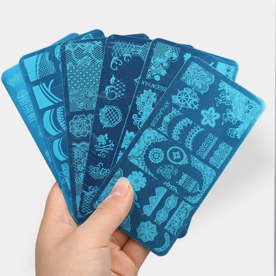 Stamping Plates Set Bows Flowers Lace Design Manicures Decoration Metal Plate Transfer Sweet Series Template