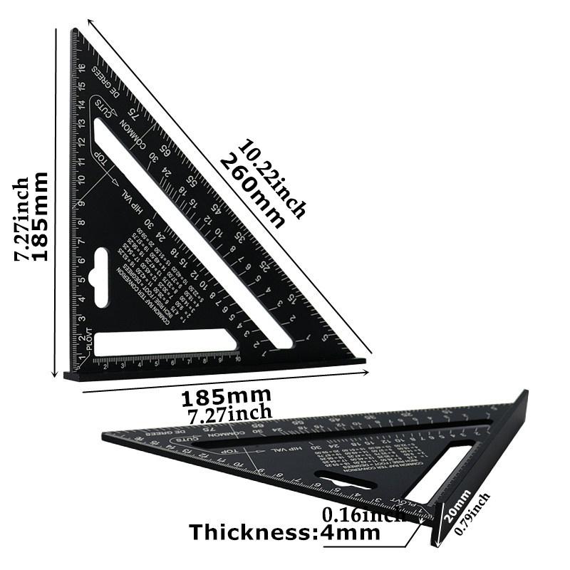 7'' Triangle Angle Protractor Aluminum Alloy Measuring Ruler Miter For Framing Building Carpenter Measuring Tools