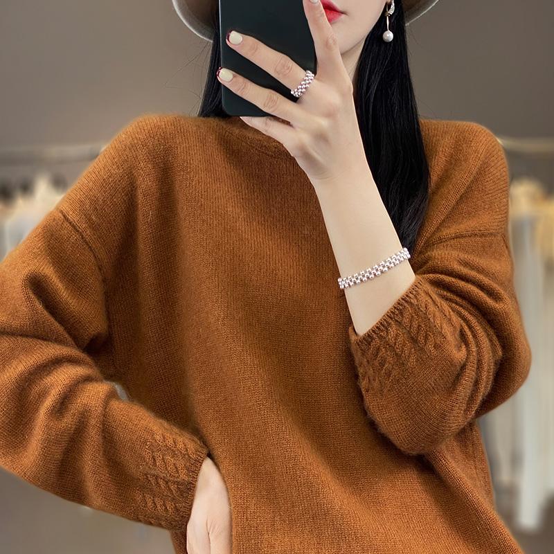 Women's Cashmere Sweater Qinghe Cashmere 30% Cashmere 70% Wool Autumn and Winter Pullover Warm and Fashionable