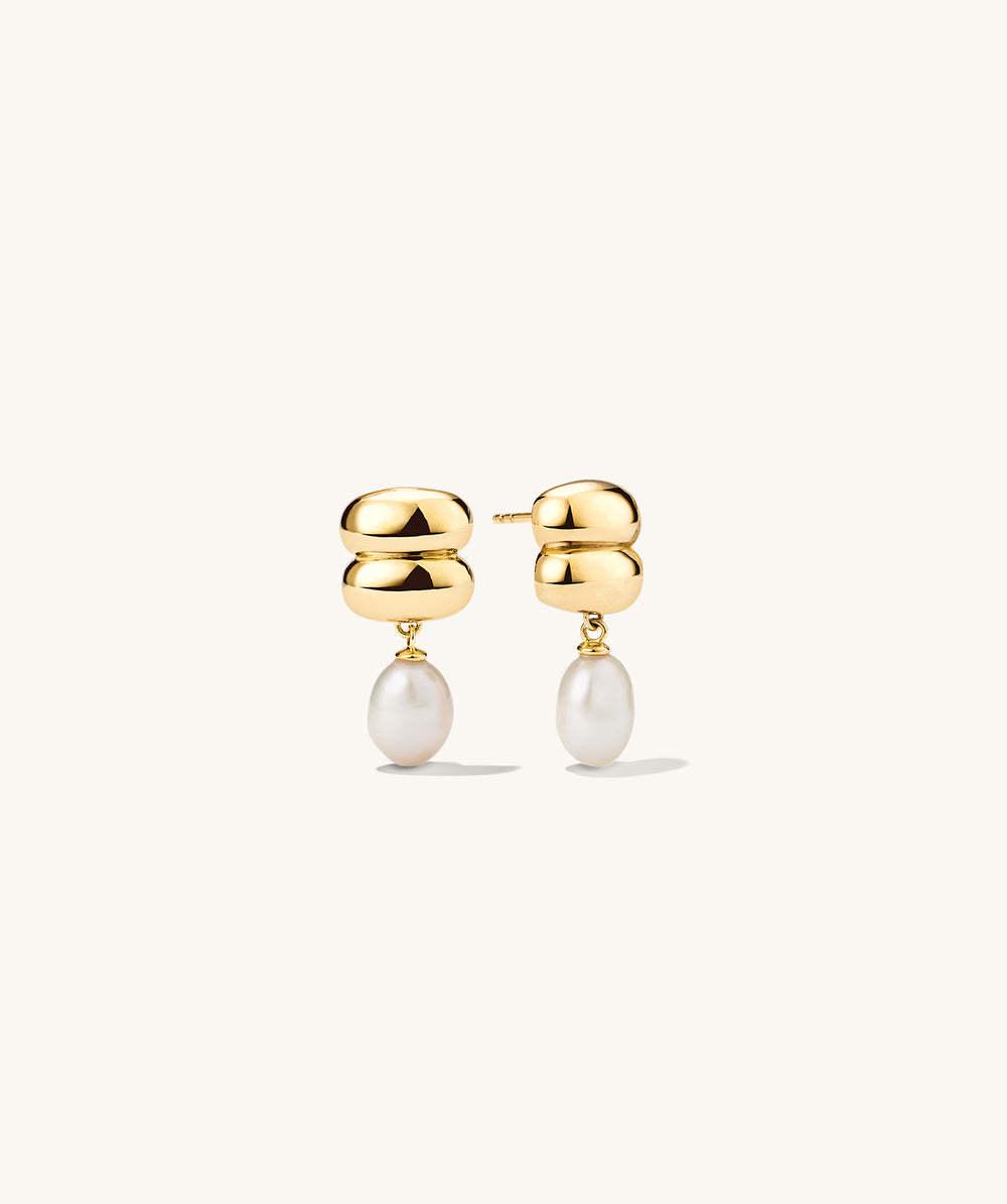 European-American Irregular Pearl Stud Earrings, INS Design, Exquisite 18K Gold-Plated Steel with Lasting Color