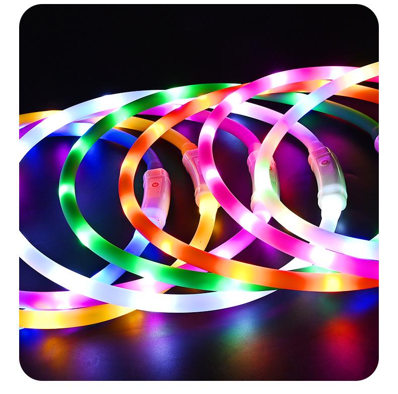 Rechargeable Waterproof LED Dog Collar: Colorful Nighttime Walking Light