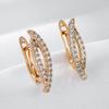 New  Rose Gold Color Earrings For Women Girl Fashion Geometric Natural Zircon Accessories High Quality Daily Jewelry
