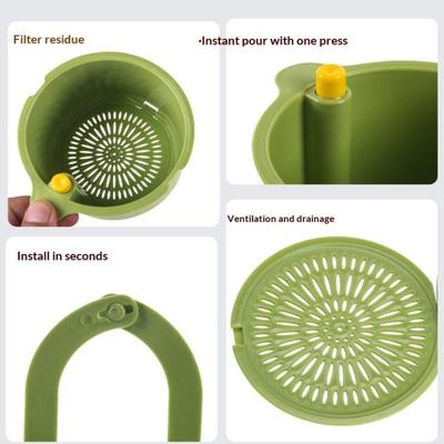 2 In1 Sink Drain Basket Faucet Hanging Filter Bag Adjustable Automatic Basket Sink Sponge Rack Kitchen Waste Collector
