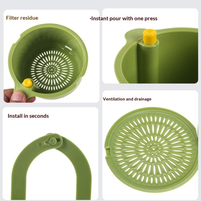 2 In1 Sink Drain Basket Faucet Hanging Filter Bag Adjustable Automatic Basket Sink Sponge Rack Kitchen Waste Collector