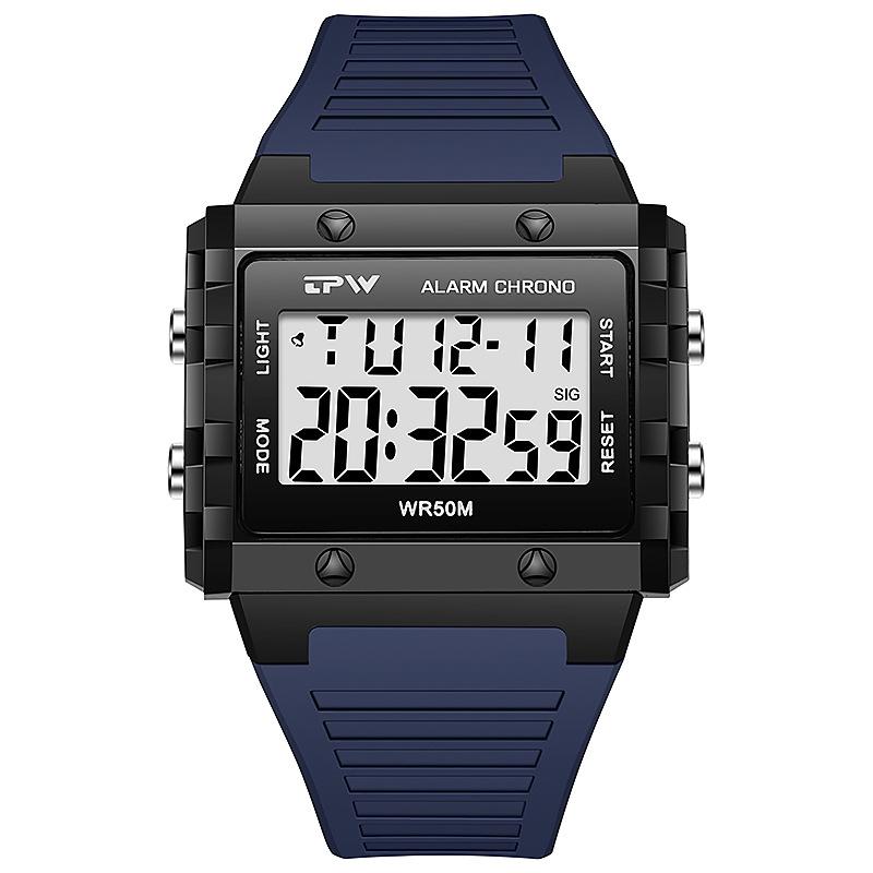 

Новий Для Чоловіків Спортивний Електронний Годинник Водонепроникний Нічна Підсвітка Великий Екран Квадратний Для Активного Відпочинку Бігу Кемпінгу Студентський Годинник синій