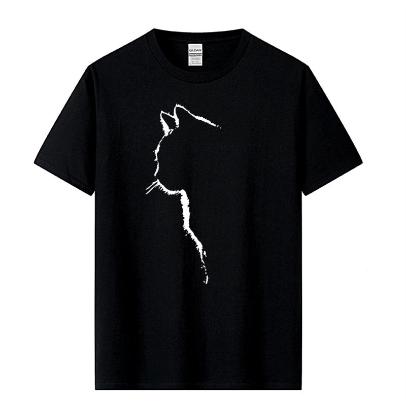 Men's T-shirt Quality 100% Cotton Short Sleeve Cool Cat Print Casual Loose Men T Shirt O-neck T