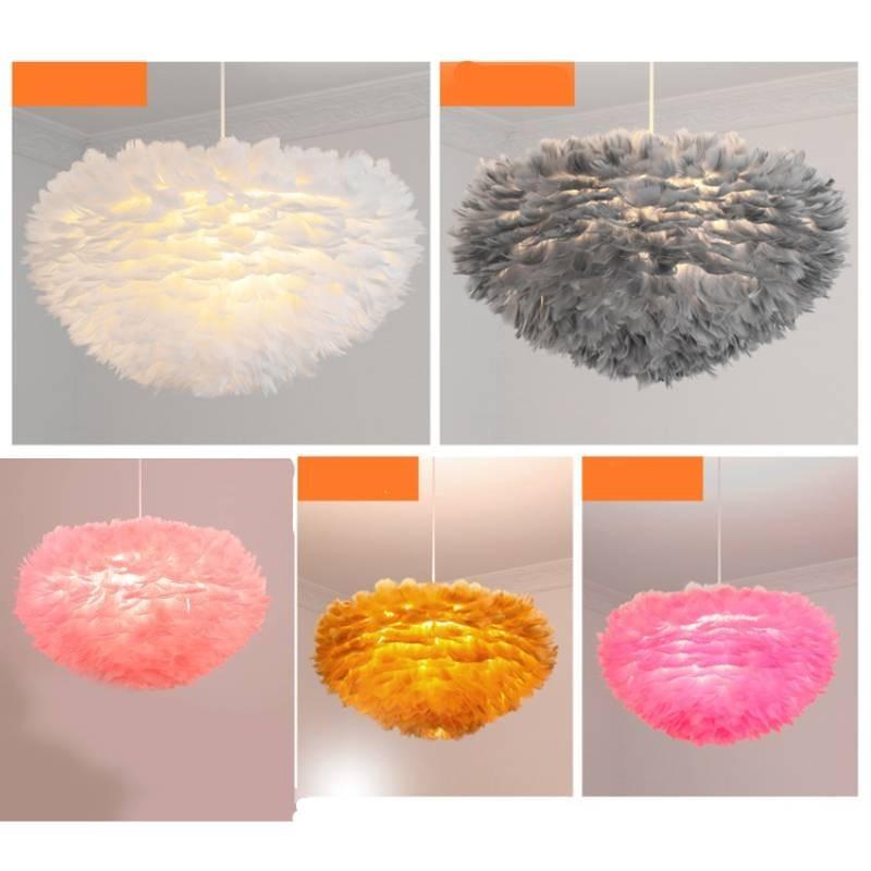 Ceiling Feather White Pendant Light Shade Modern Chandelier Lampshade Lamp Floor