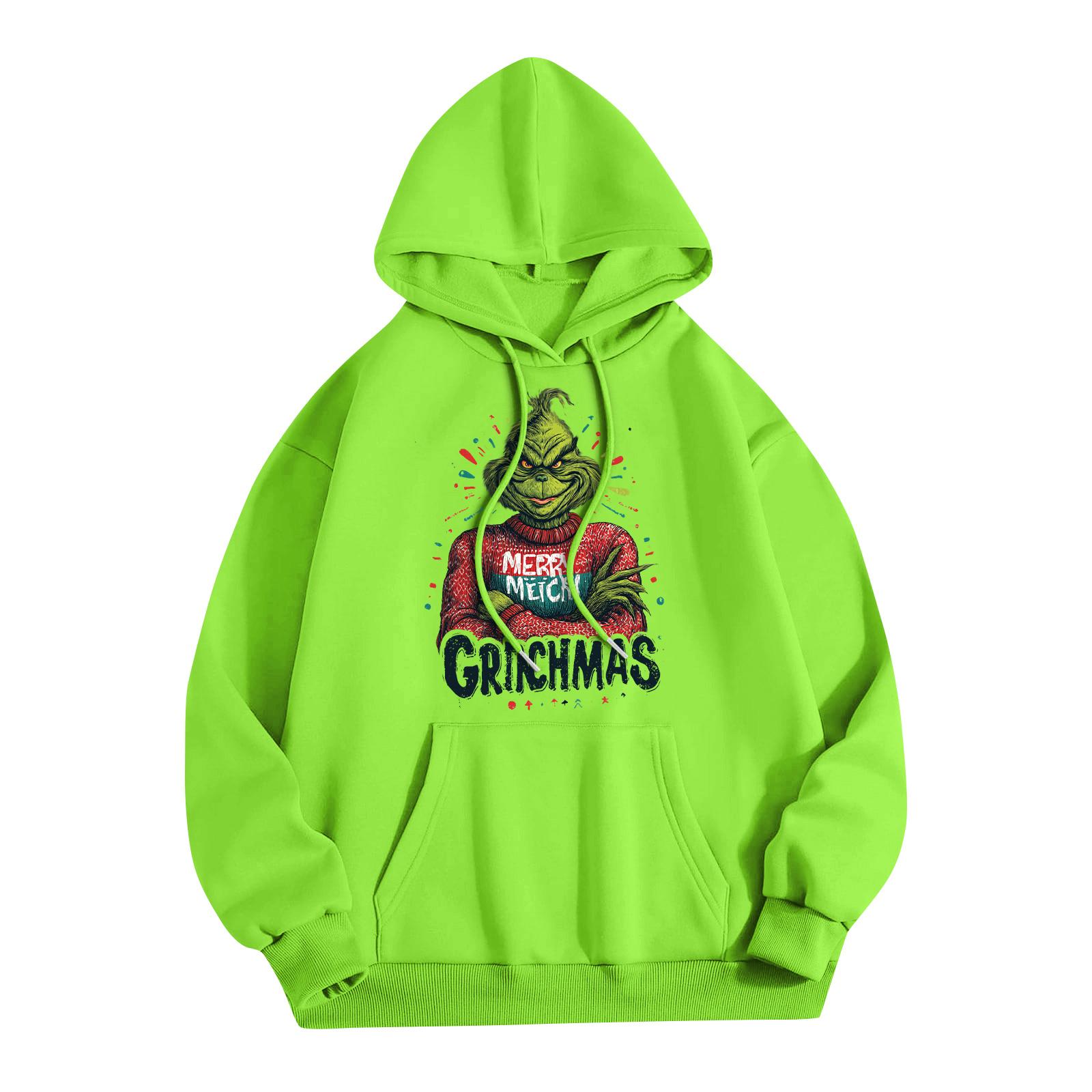 

Женская модная повседневная толстовка с капюшоном и карманами с рождественским принтом M