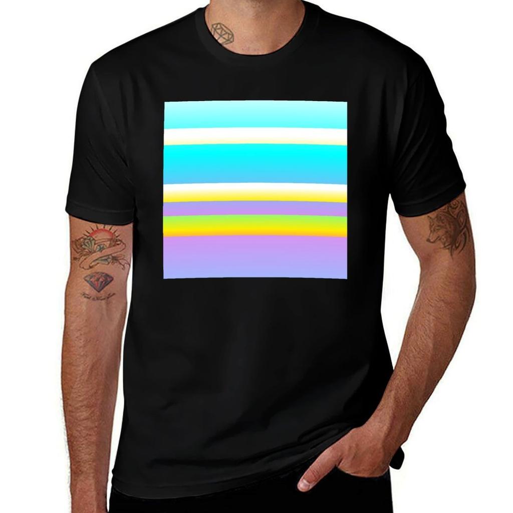 Lilac Turquoise Yellow Line Pattern Lilac Turquoise Yellow Color Combination Tshirt Abstract Pattern Print Top