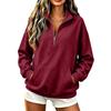 Modischer Damen-Hoodie mit halbem Reißverschluss, langen Ärmeln und zwei Taschen für den lässigen Alltagsgebrauch