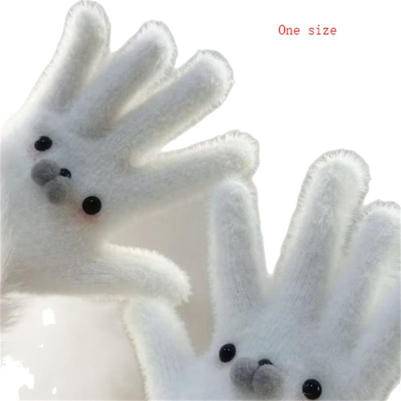 Niedlicher Babyrobben-Schal Schneemann Plüschhandschuhe Winter Warm Kälteabweisende Handschuhe Fünffinger-Mode Trendige Handschuhe Mädchenhafte Weihnachtsgeschenke