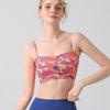 Retro Print Strap Sports Bra Women's Chest Pad Workout Underwear Yoga Clothes Vest Suit Push Up Tube Top