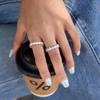 Wanxing 18K Gold Plated Stainless Steel Zirconia Ring - Classic European & American Style, Light Luxury Hand Jewelry.