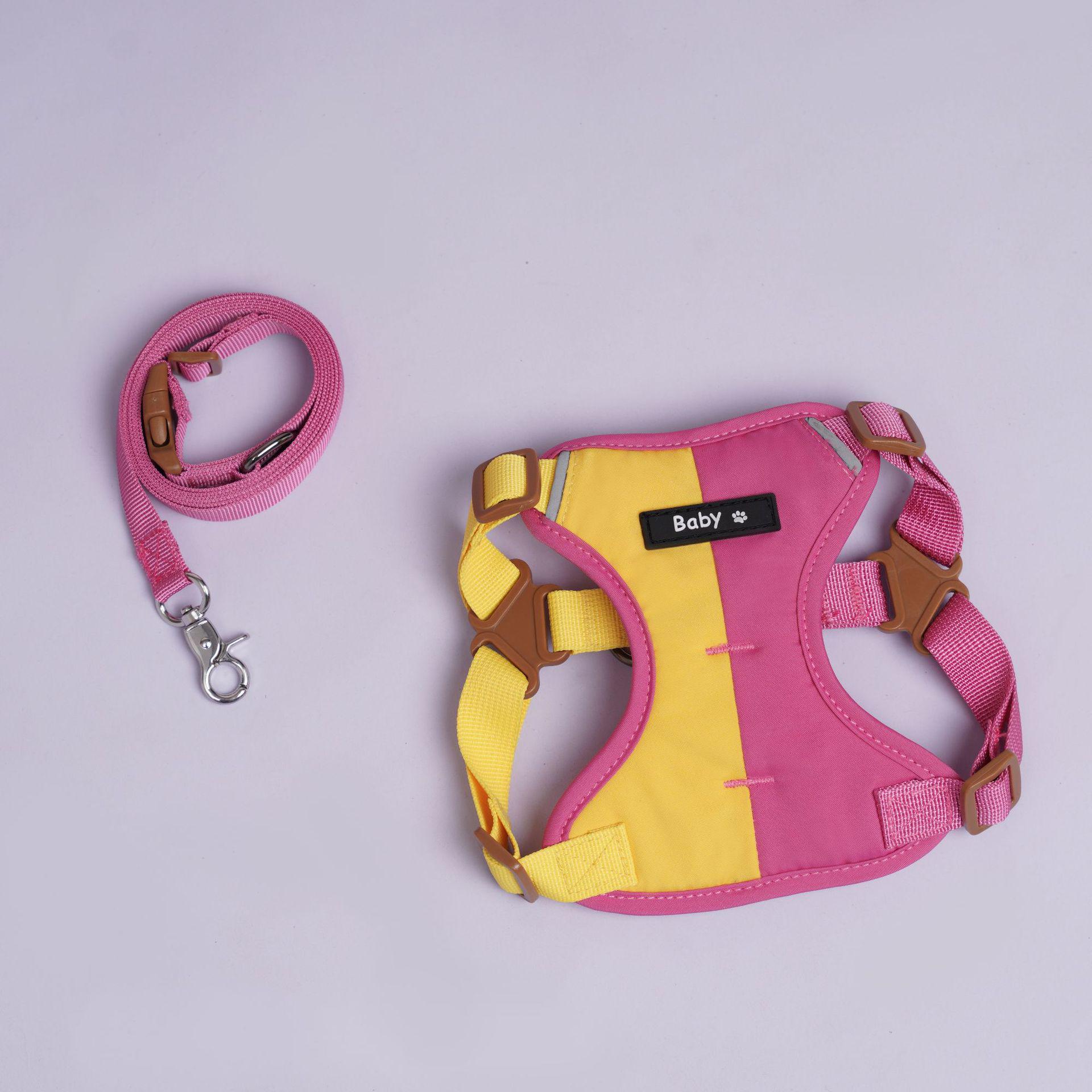 Reflective Two-Tone Small Dog Vest-Style Harness and Leash L