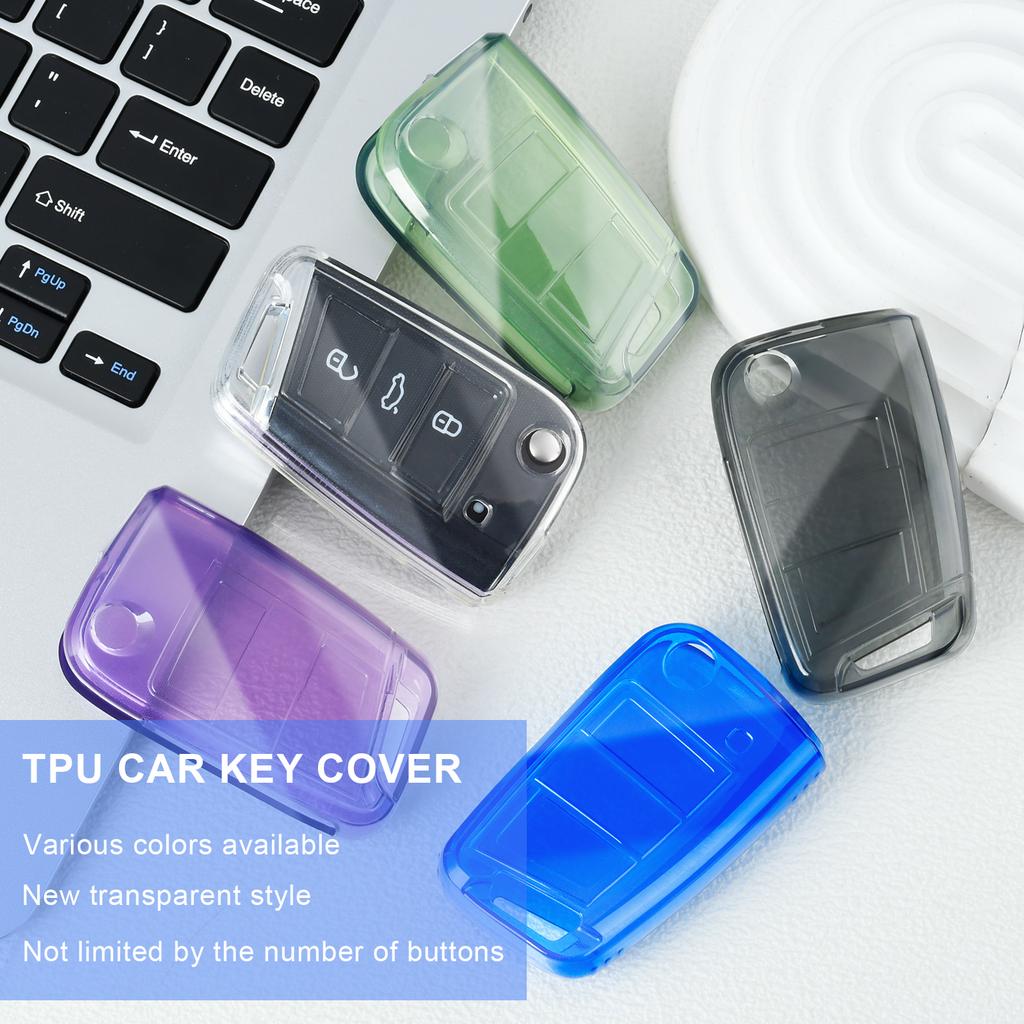 For Volkswagen Vw Polo Golf 7 Golf7 Mk7 Tiguan Skoda Octavia Kodiaq Karoq For Seat Ateca Tpu Transparent Car Key Fob Case Cover
