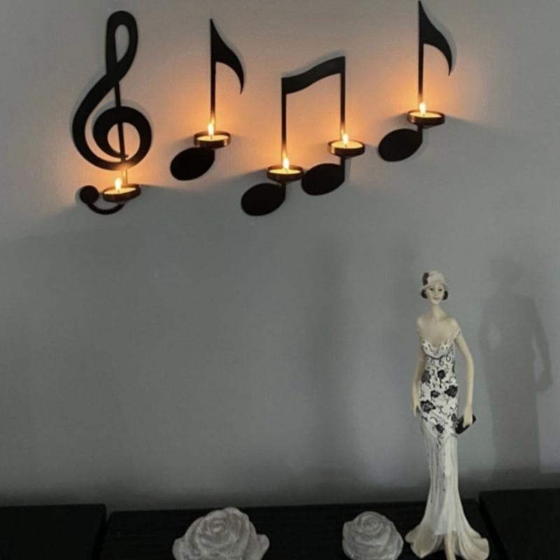 A Set of Music Symbol Wall-Mounted Candlesticks, Suitable for Weddings and Living Room Decorations, Decorative Candlesticks