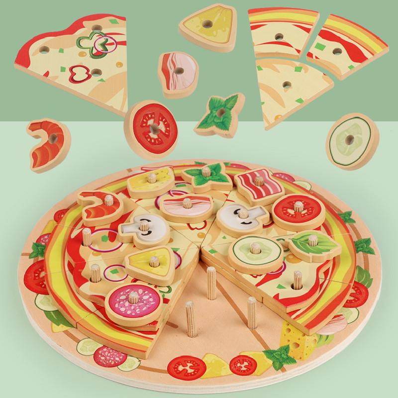 Wooden Simulation Single And Multi Layer Vegetable And Fruit Pizza Children Toy For Imaginative Play And Parentchild Interaction