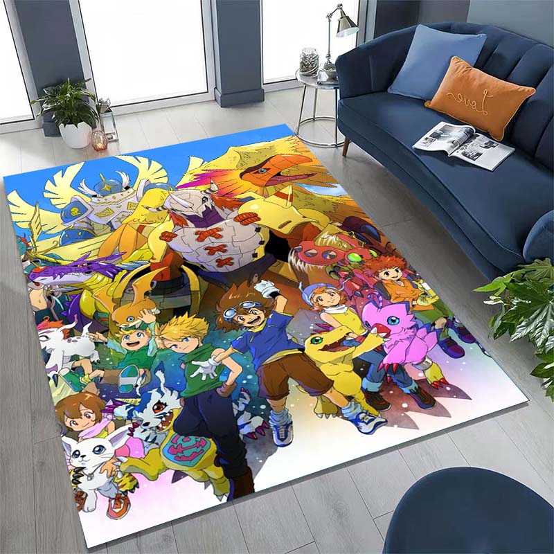 The New (Digimon) Rug Is Suitable for Home Décor in Game Rooms, Bedrooms, Living Rooms, Sofas, and Other Areas.