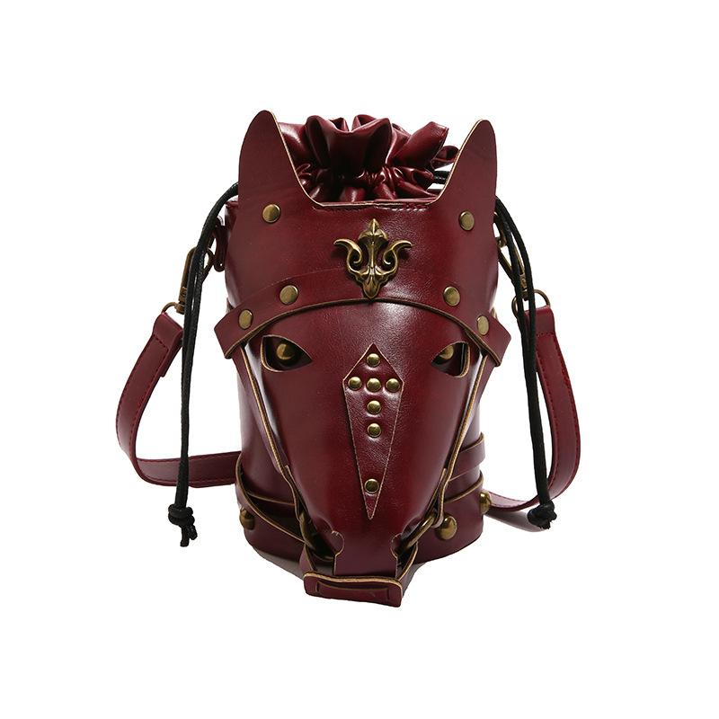 Women's bag new medieval retro style shoulder bag personality funny horse head trend messenger cylinder bag