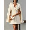 Fall Women's Double Breasted Shawl Cape Solid Color Blazer Dress, Daily Outfit Crossborder Female Clothing
