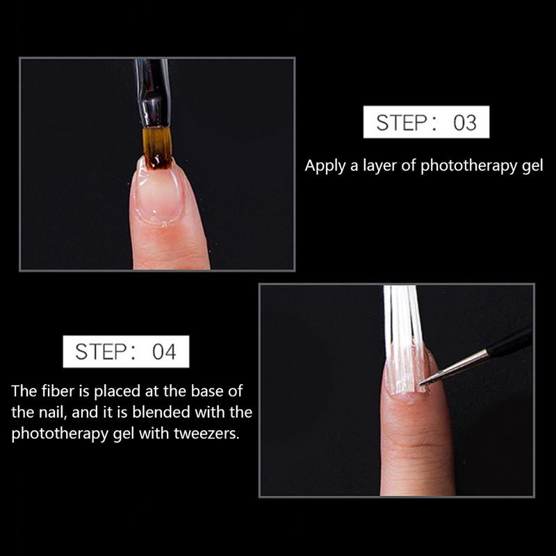 50pcs/set Nail Extension Fiber Nails Nail Acrylic Tips Set Fiberglass Nails Extension Pack Fiber