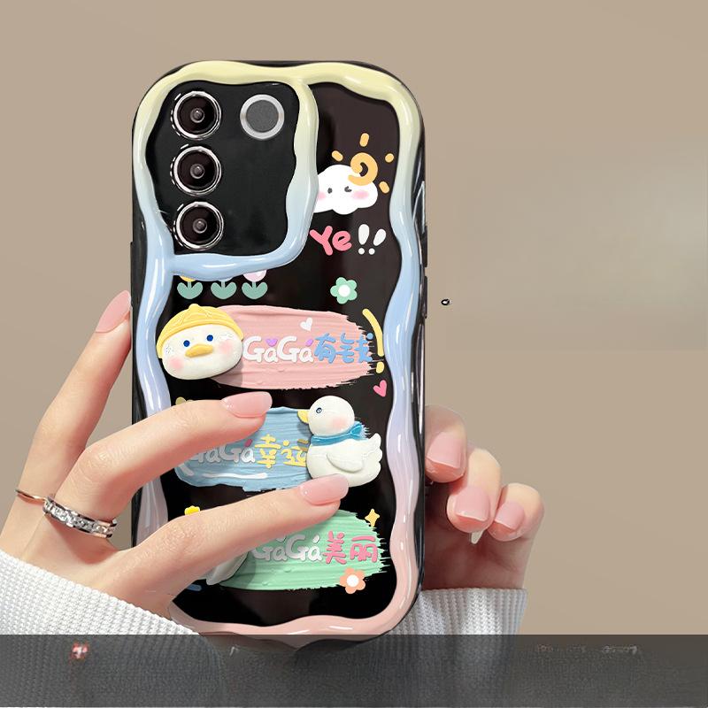 Applicable To Vivos17 Mobile Phone Case X90/80 Girls Cute Three-dimensional Pigment Duck Y77e/76 Cartoon Silicone