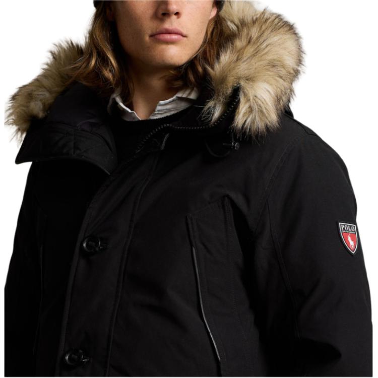 Polo Ralph Lauren Jednobarevná bunda s dlouhým rukávem na zip s kapucí Pánské bundy Černá 710940235-001