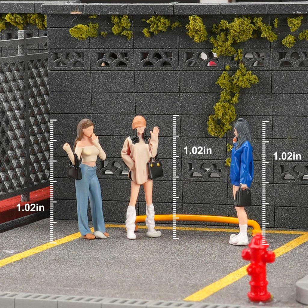 Shoucangjia Resin Figure Architectural Model and Miniature Landscape Decoration Figure and Girl Say 1/64 Model, DIY, Pre-painted (Photographer Model)