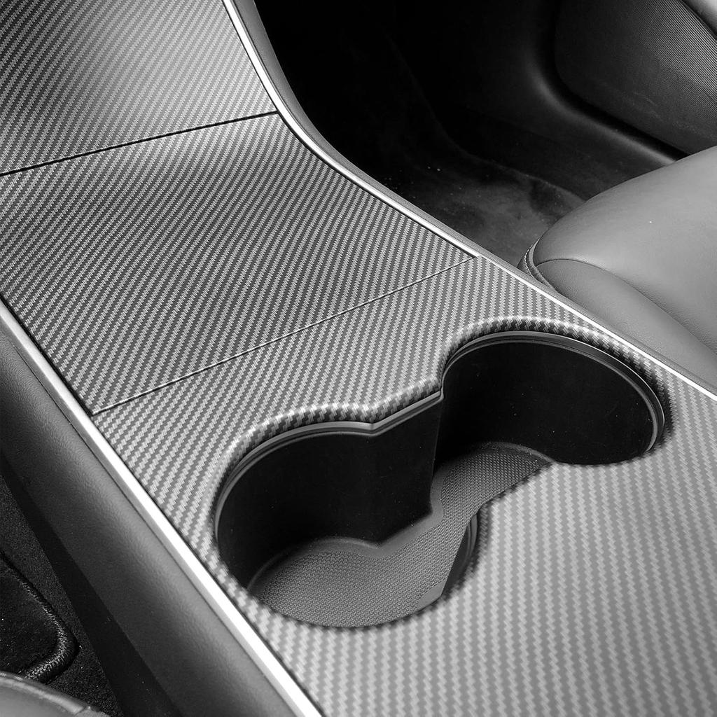 BMZX for Tesla Model 3 for Model Y Center Console Wrap ABS Carbon Fiber Pattern Console Cover Interior Decoration Wrap Kit - for Tesla Model 3 for