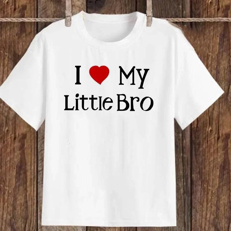 Summer Sibling Matching T-shirts 'I Love My Sister' 'I Love My Brother' Short Sleeve Kids T-Shirts for Boys And Girls