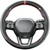 Hand Stitched Carbon Fiber Microfiber Leather Steering Wheel Cover, Custom Fit for Honda 11th Civic & Accord 2023-2026, Red Stitch Breathable