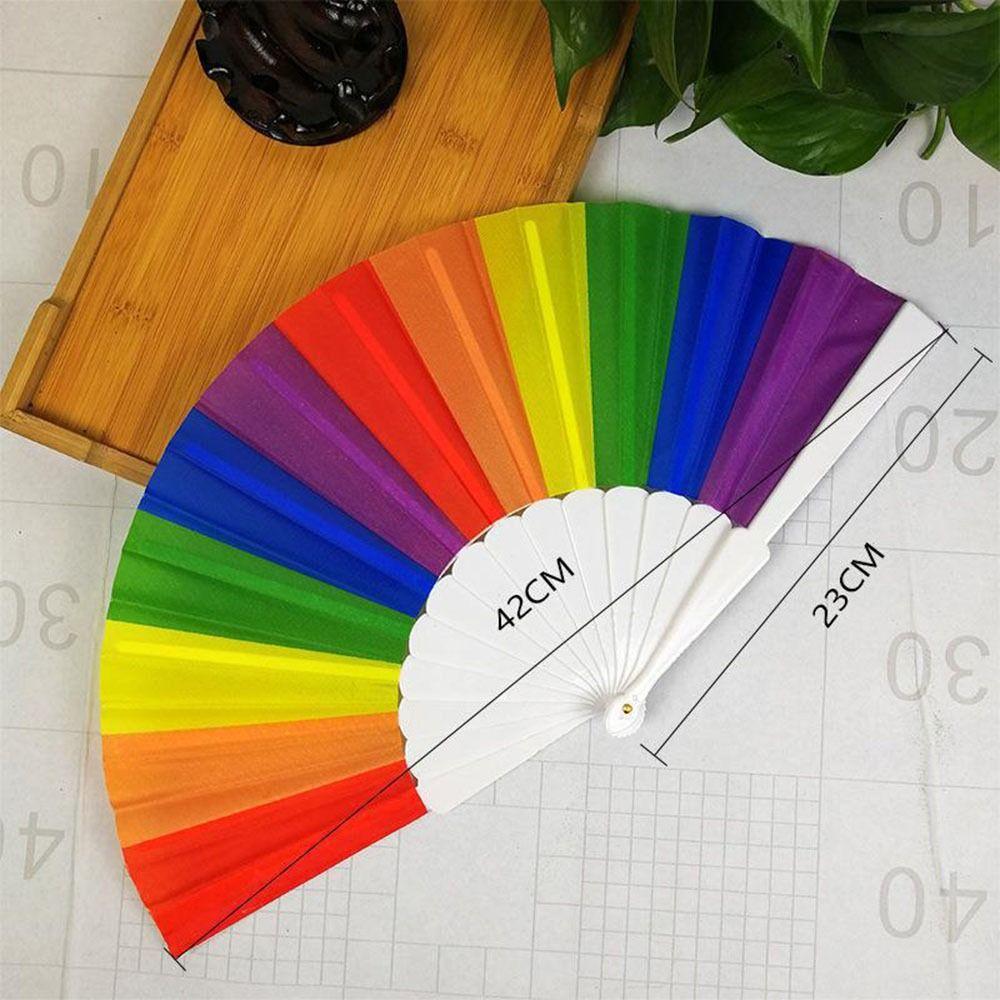 Plastic Crafted Gift Folding Hand Fan Rainbow Fans Hand Rainbow Hand Fan