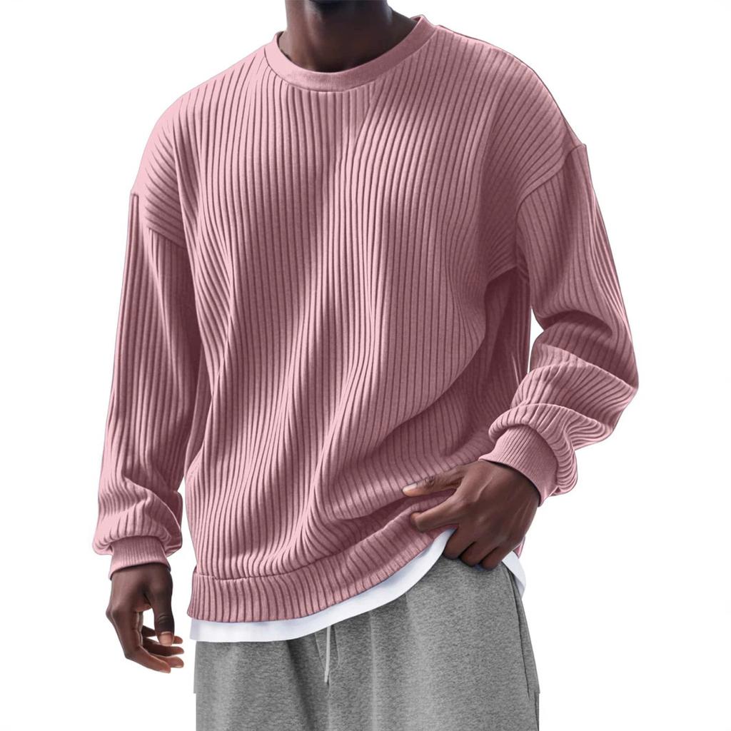 Men's Sweatshirt Long-Sleeved O-Neck Fake Two-Piece Casual Street Tops Loose Sports Pullover Hoodie