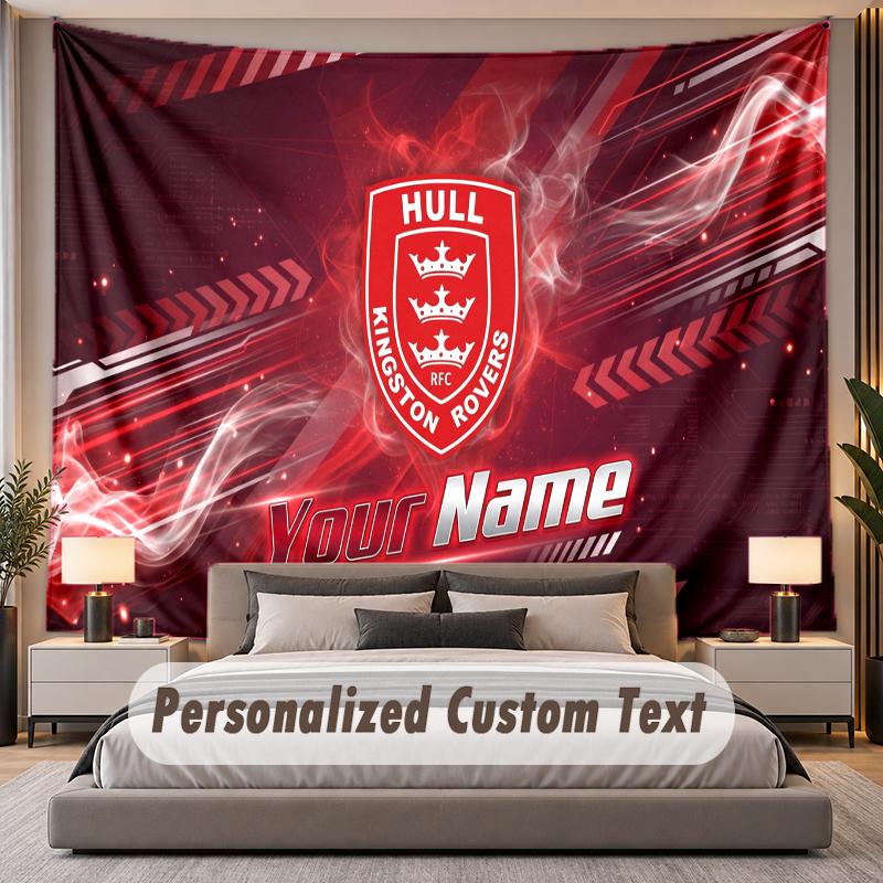 Custom Name Text Tapestry Hull KR Personalized Polyester Wall Tapestry For Bedroom And Room